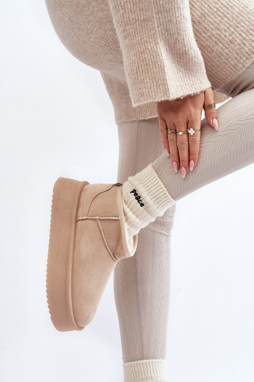 botas de neve com sola maciça bege Caliksa botas de neve com sola maciça bege Caliksa