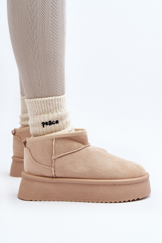 botas de neve com sola maciça bege Caliksa botas de neve com sola maciça bege Caliksa