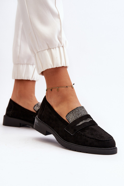 Mocassins decorados na cor preta para Dananei