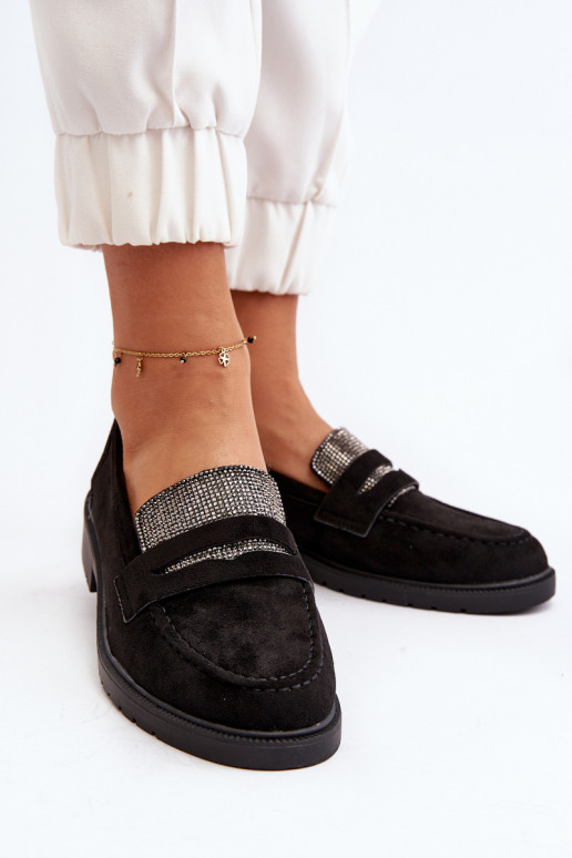 Mocassins decorados na cor preta para Dananei