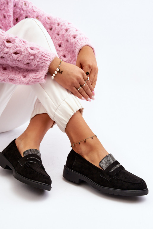 Mocassins decorados na cor preta para Dananei