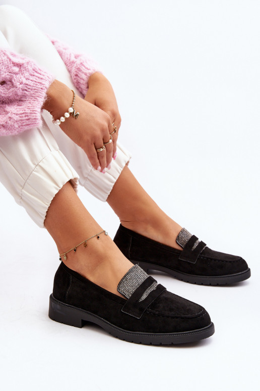 Mocassins decorados na cor preta para Dananei