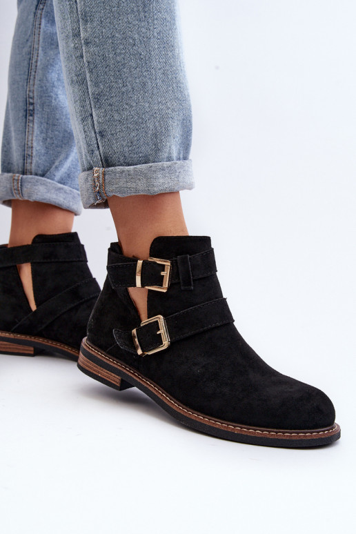 Botas de salto largo com listras em Melviana preta