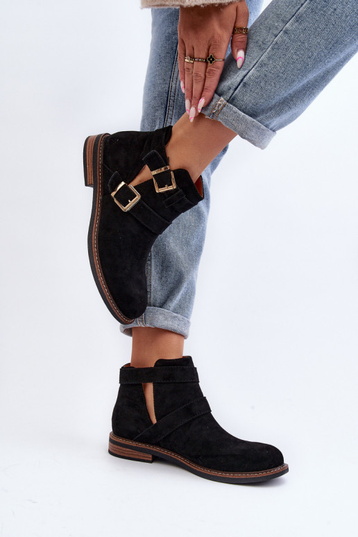 Botas de salto largo com listras em Melviana preta