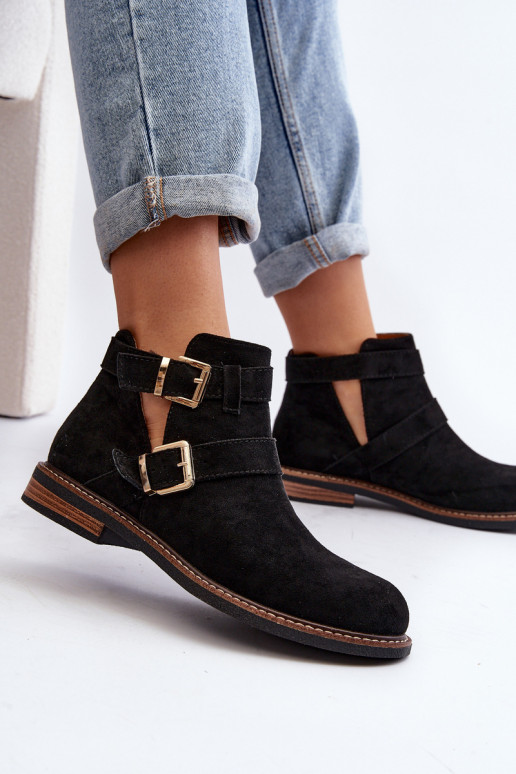 Botas de salto largo com listras em Melviana preta