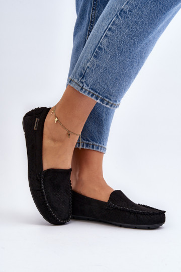 com elementos perfurados Mocassins cor preta Rasirna