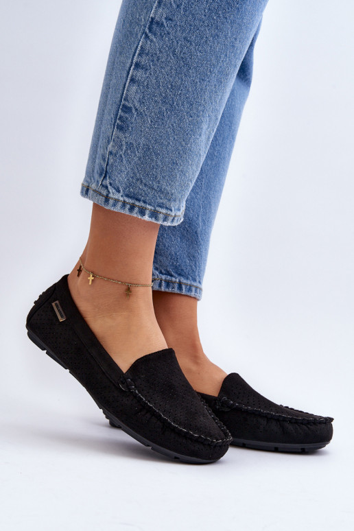 com elementos perfurados Mocassins cor preta Rasirna com elementos perfurados Mocassins cor preta Rasirna