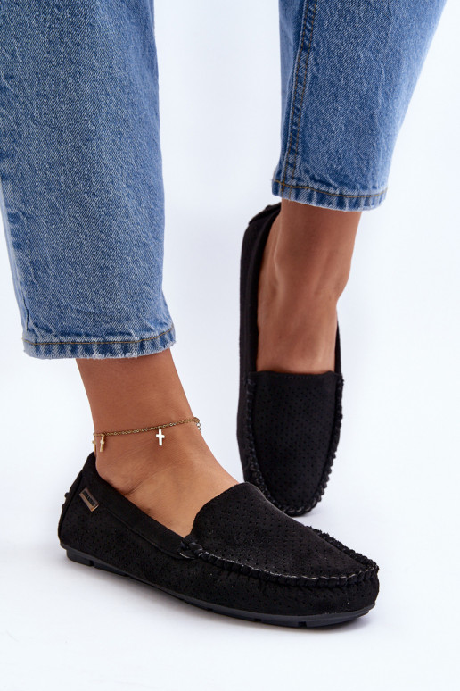 com elementos perfurados Mocassins cor preta Rasirna com elementos perfurados Mocassins cor preta Rasirna