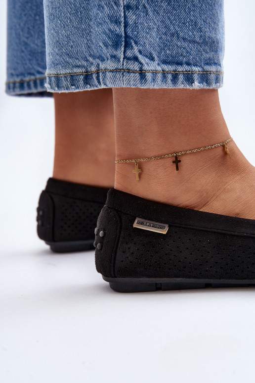 com elementos perfurados Mocassins cor preta Rasirna com elementos perfurados Mocassins cor preta Rasirna