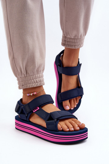 Sandálias plataforma feminina Lee Cooper LCW-24-05-2754L azul escuro