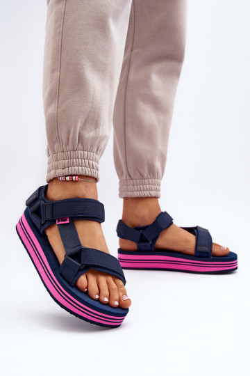 Sandálias plataforma feminina Lee Cooper LCW-24-05-2754L azul escuro 2