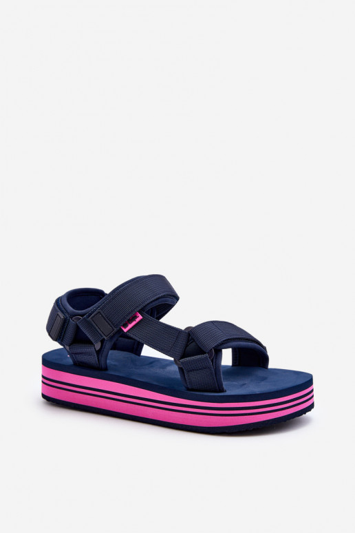 Sandálias plataforma feminina Lee Cooper LCW-24-05-2754L azul escuro