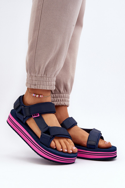 Sandálias plataforma feminina Lee Cooper LCW-24-05-2754L azul escuro