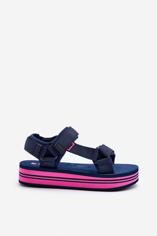 Sandálias plataforma feminina Lee Cooper LCW-24-05-2754L azul escuro