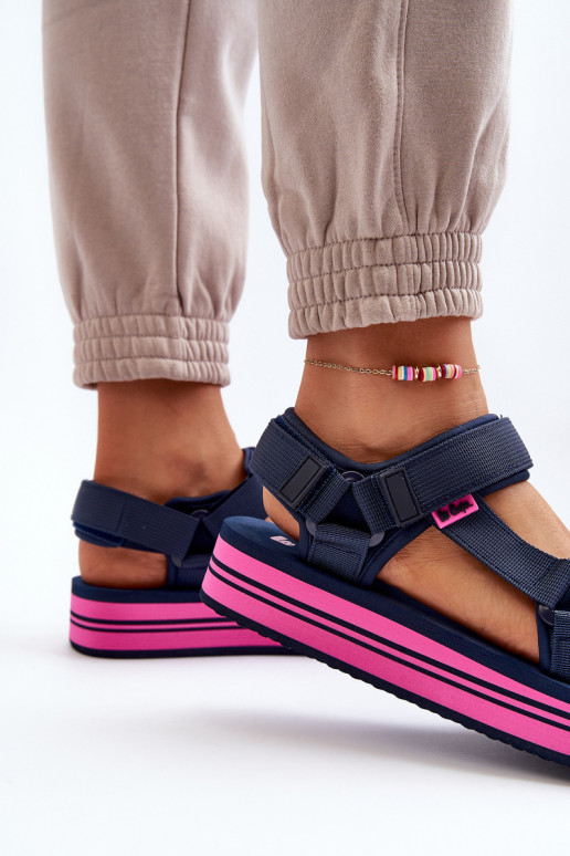 Sandálias plataforma feminina Lee Cooper LCW-24-05-2754L azul escuro