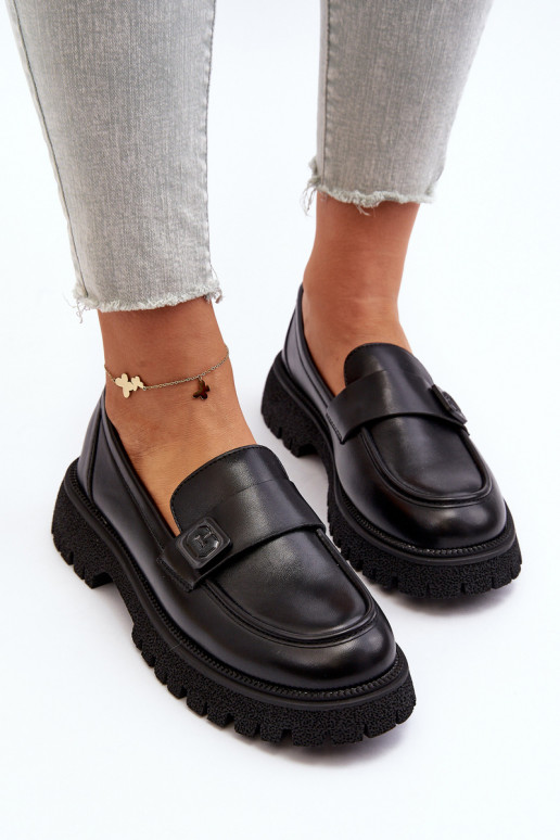 mocassins femininos com alças na cor preta Flanila mocassins femininos com alças na cor preta Flanila