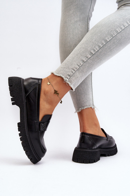 mocassins femininos com alças na cor preta Flanila mocassins femininos com alças na cor preta Flanila