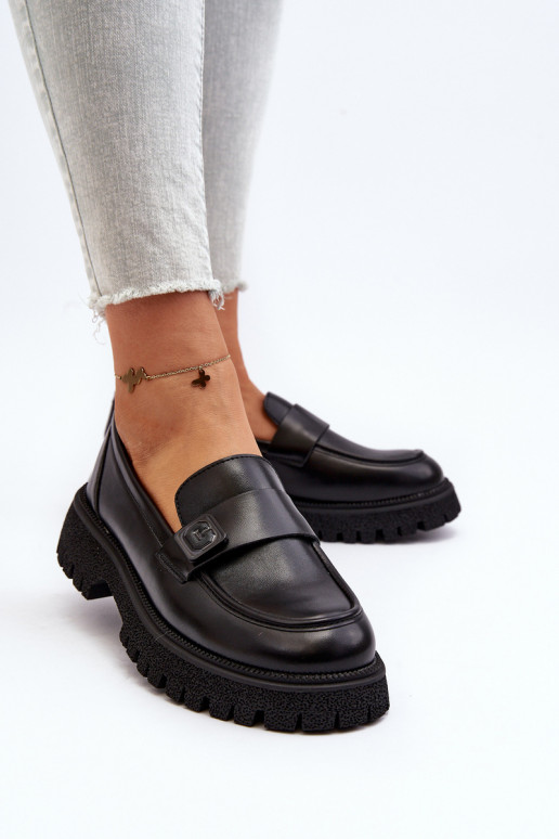 mocassins femininos com alças na cor preta Flanila mocassins femininos com alças na cor preta Flanila