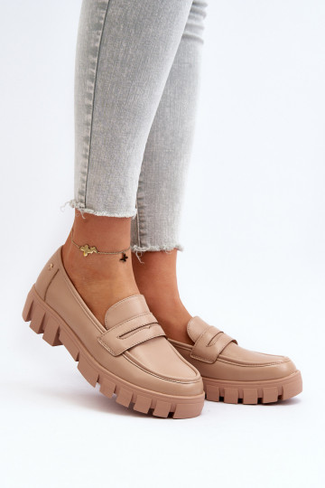 Mocassins confeccionados em couro ecológico Seravisa bege 2