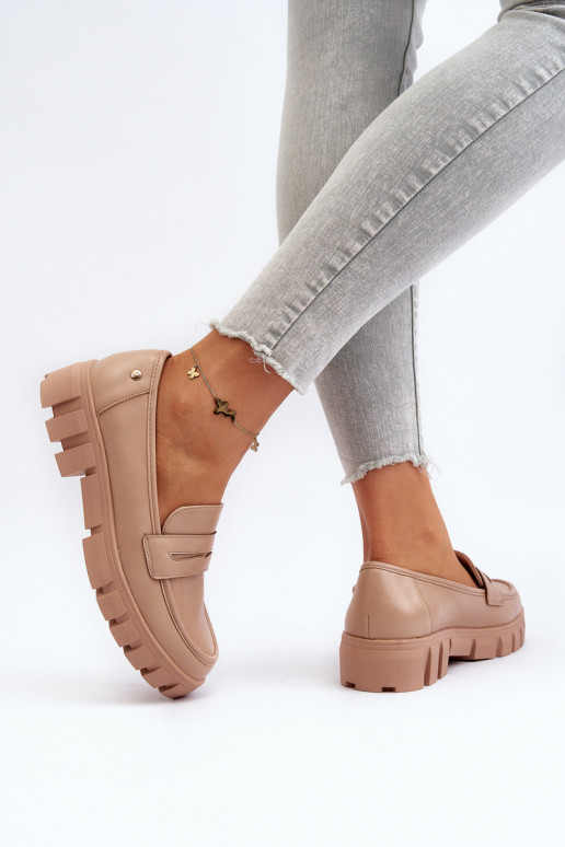 Mocassins confeccionados em couro ecológico Seravisa bege Mocassins confeccionados em couro ecológico Seravisa bege