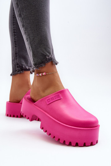 Chinelos femininos com sola maciça da moda Big Star NN274019 cor rosa