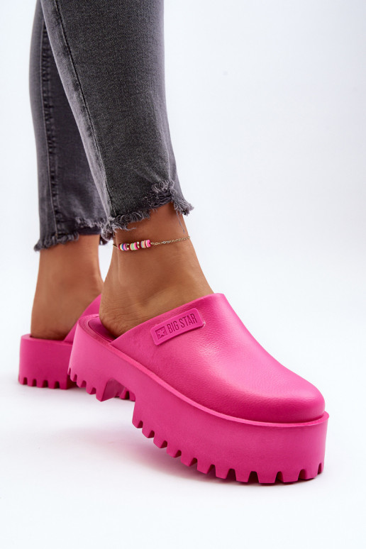 Chinelos femininos com sola maciça da moda Big Star NN274019 cor rosa