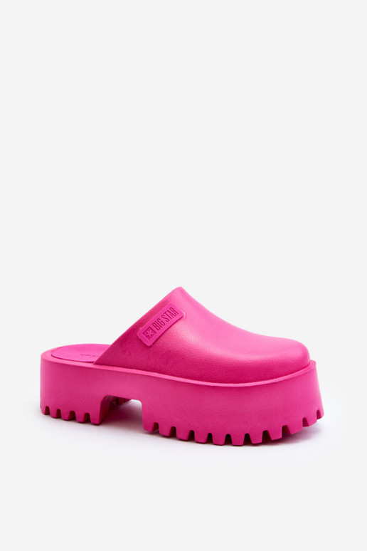 Chinelos femininos com sola maciça da moda Big Star NN274019 cor rosa