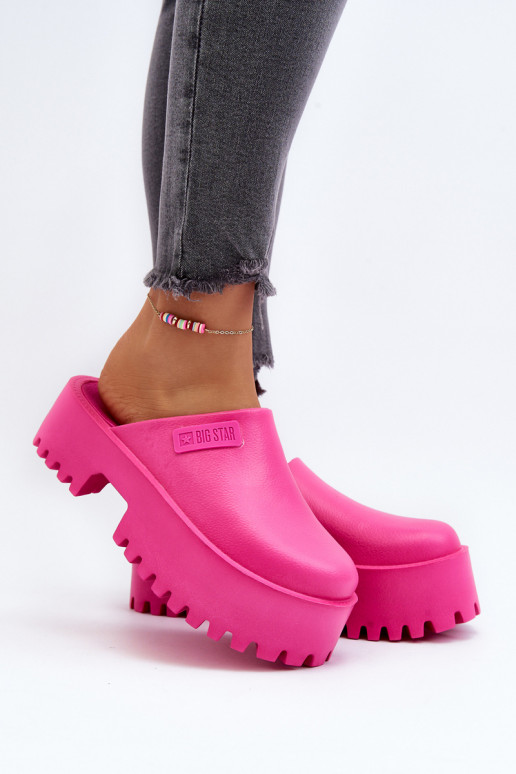 Chinelos femininos com sola maciça da moda Big Star NN274019 cor rosa