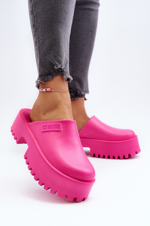 Chinelos femininos com sola maciça da moda Big Star NN274019 cor rosa
