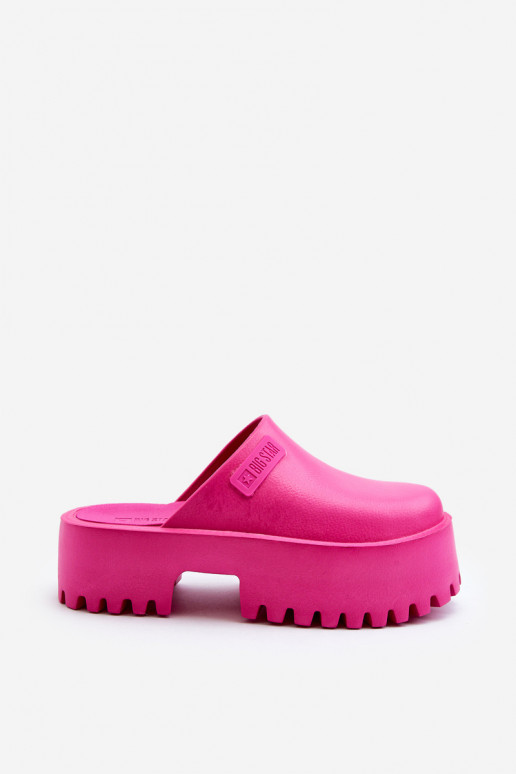 Chinelos femininos com sola maciça da moda Big Star NN274019 cor rosa