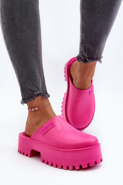 Chinelos femininos com sola maciça da moda Big Star NN274019 cor rosa