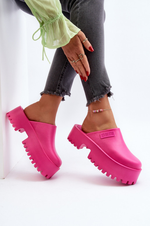 Chinelos femininos com sola maciça da moda Big Star NN274019 cor rosa