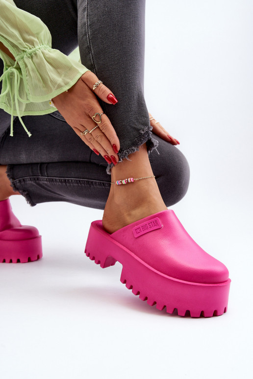 Chinelos femininos com sola maciça da moda Big Star NN274019 cor rosa