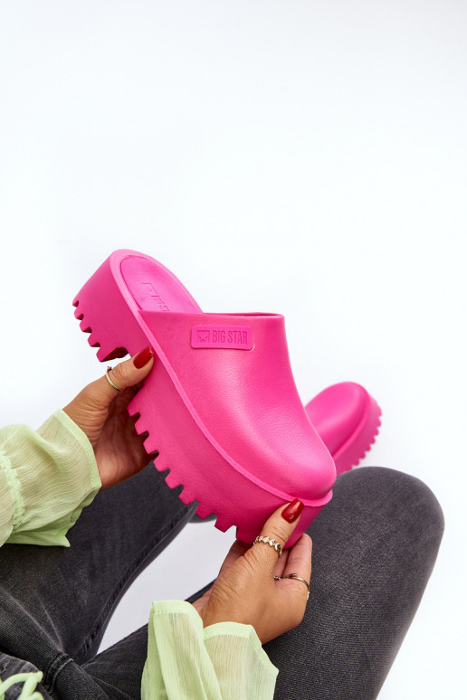 Chinelos femininos com sola maciça da moda Big Star NN274019 cor rosa