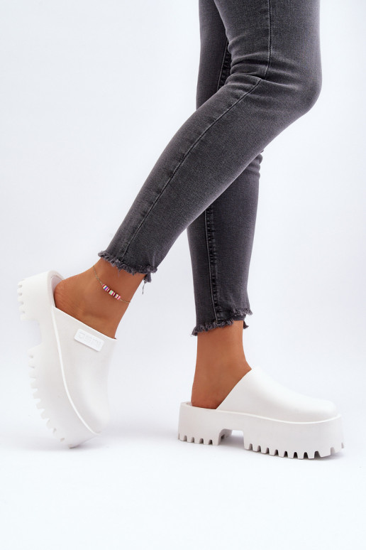Chinelos com sola maciça da moda Big Star NN274015 cor branca