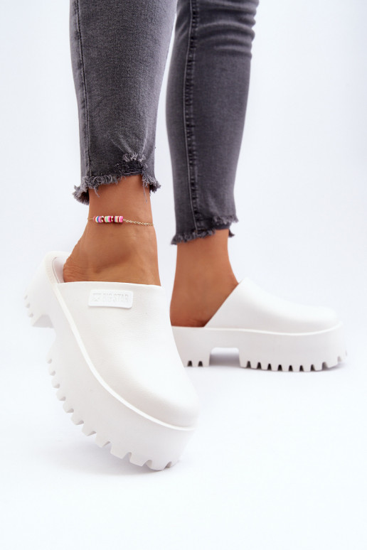 Chinelos com sola maciça da moda Big Star NN274015 cor branca