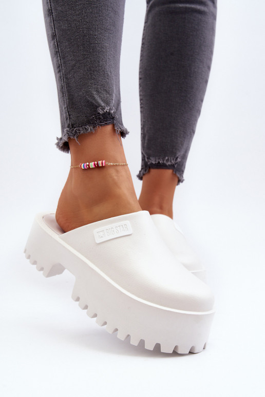 Chinelos com sola maciça da moda Big Star NN274015 cor branca