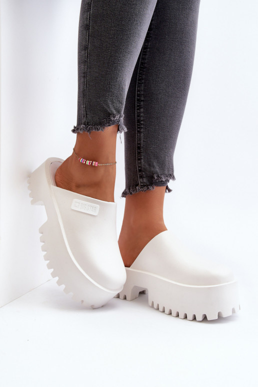 Chinelos com sola maciça da moda Big Star NN274015 cor branca