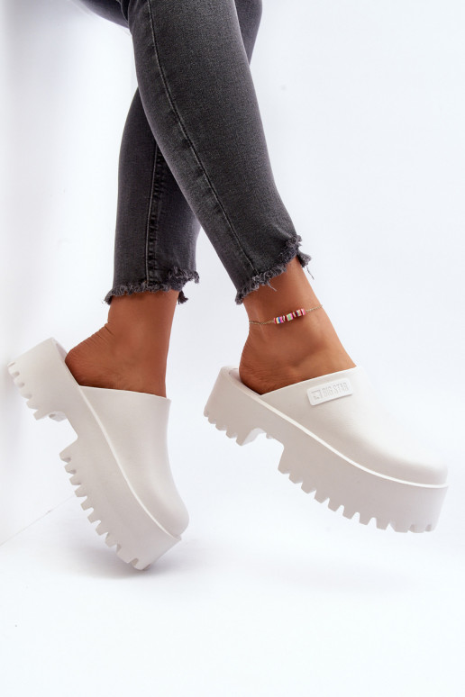 Chinelos com sola maciça da moda Big Star NN274015 cor branca