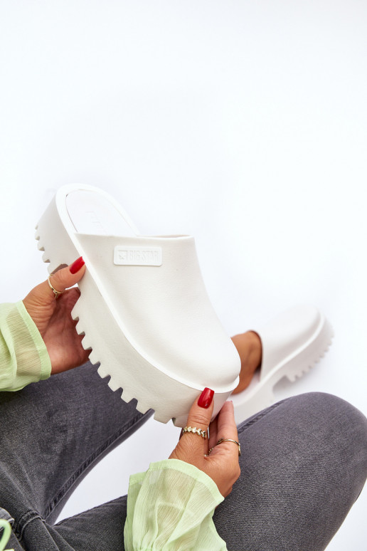 Chinelos com sola maciça da moda Big Star NN274015 cor branca