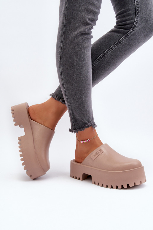 Chinelos com sola maciça da moda Big Star NN274016 bege