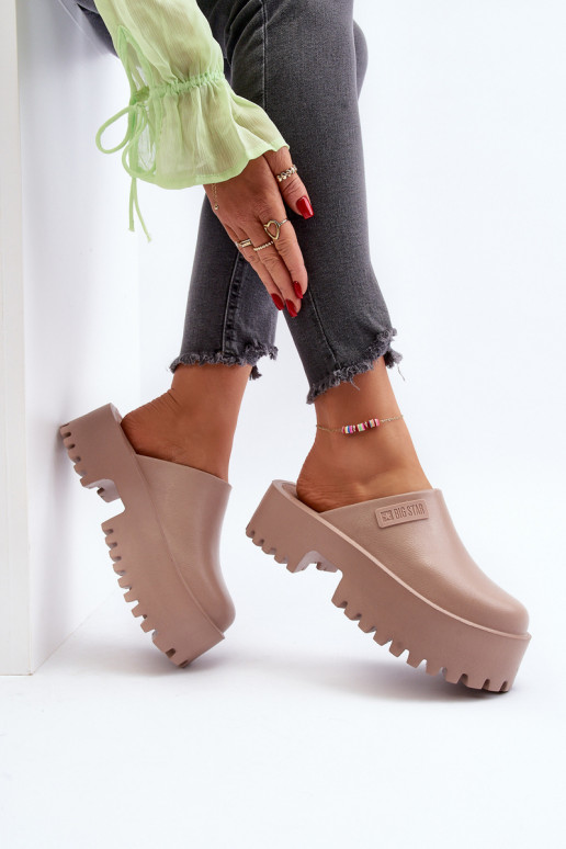 Chinelos com sola maciça da moda Big Star NN274016 bege