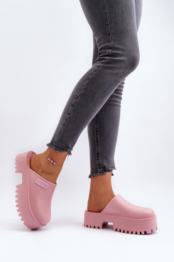 Chinelos com sola maciça da moda Big Star NN274020 cor rosa