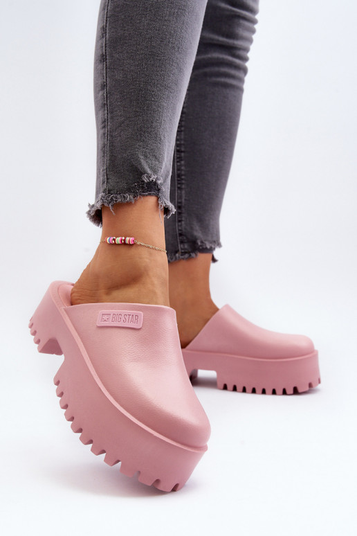 Chinelos com sola maciça da moda Big Star NN274020 cor rosa