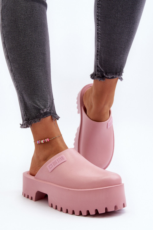 Chinelos com sola maciça da moda Big Star NN274020 cor rosa