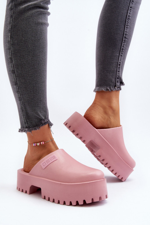 Chinelos com sola maciça da moda Big Star NN274020 cor rosa