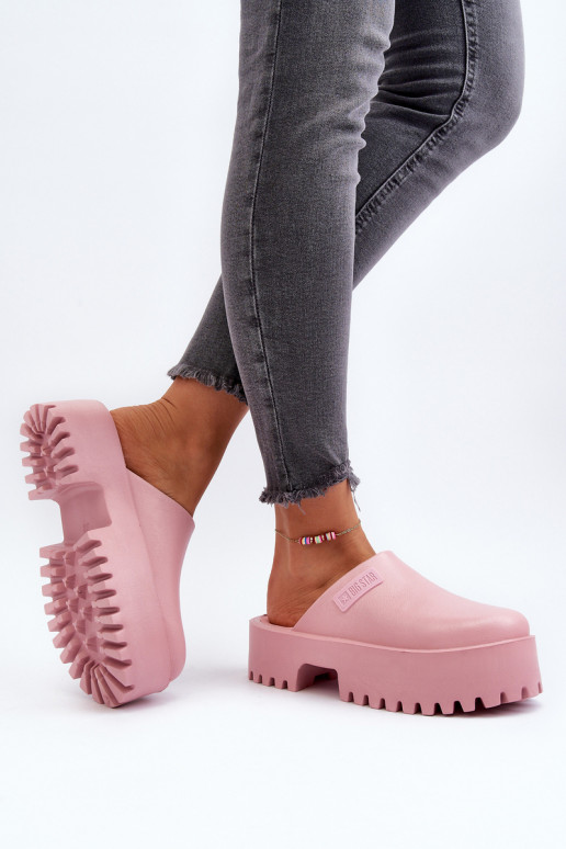 Chinelos com sola maciça da moda Big Star NN274020 cor rosa