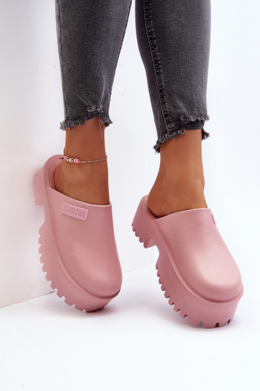 Chinelos com sola maciça da moda Big Star NN274020 cor rosa