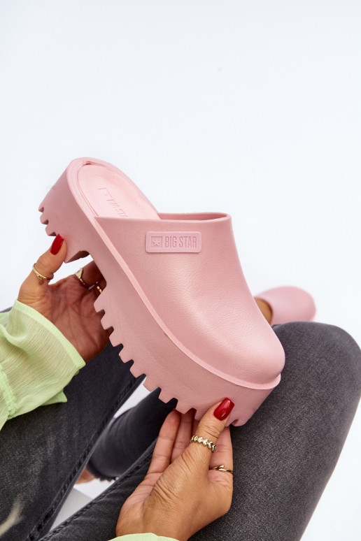 Chinelos com sola maciça da moda Big Star NN274020 cor rosa