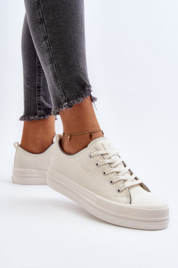 Sapatos femininos de couro sintético Big Star NN274847 brancos